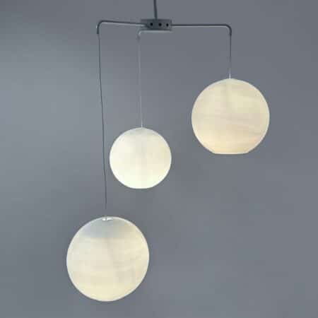 Mid-Century Hanglamp met drie Grote Opaal Glazen Bollen van Philips, 1960s