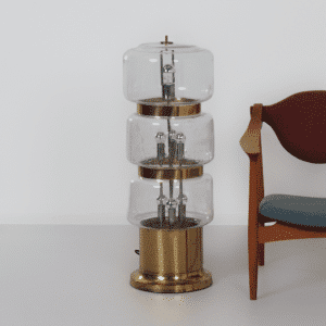 Grote Vloerlamp van Mondgeblazen Bubbelglas en Messing, 1970s