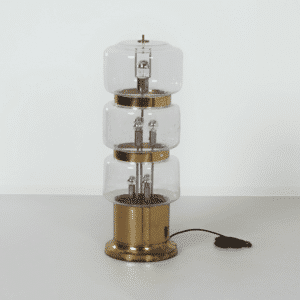Grote Vloerlamp van Mondgeblazen Bubbelglas en Messing, 1970s