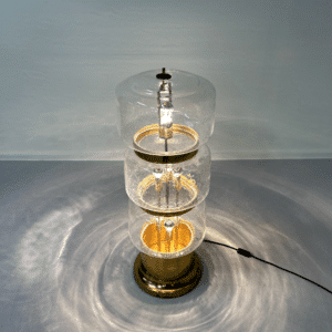 Grote Vloerlamp van Mondgeblazen Bubbelglas en Messing, 1970s