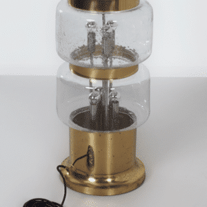 Grote Vloerlamp van Mondgeblazen Bubbelglas en Messing, 1970s