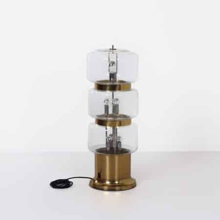 Grote Vloerlamp van Mondgeblazen Bubbelglas en Messing, 1970s