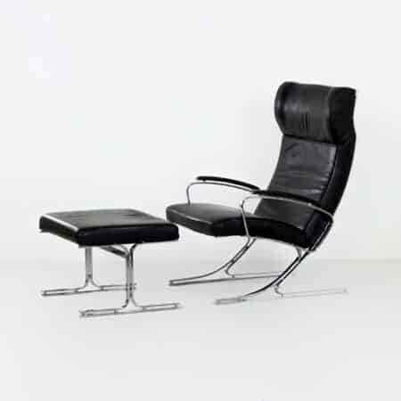 Berlin Loungestoel met Voetenbankje van Meinhard von Gerkan voor Walter Knoll, 1970s