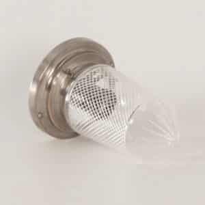 Art Deco Plafondlamp Geslepen Glas op een Vernikkelde Voet , 1930s