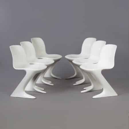 Witte Kangoeroe Stoelen van Ernst Moeckl voor Horn, 1960s | Set van 6