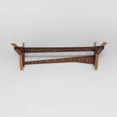 Vintage Wandkapstok in Tweekleurig Hout van Electrimeufa, 1960s - Met Kleerhangers