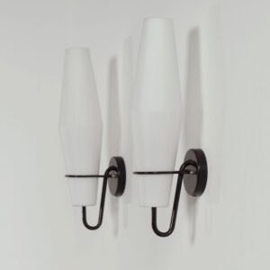 Opaalglazen Wandlampen C-1556 van Raak, 1950s – Set van 2