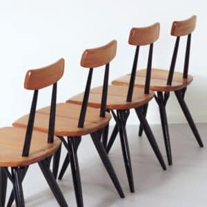 Pirkka Stoelen van Ilmari Tapiovaara voor Laukaan Puu, Finland, 1950s | Vroege Editie, Set van 4