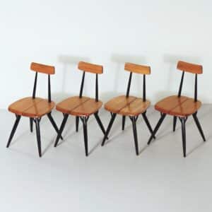 Pirkka Stoelen van Ilmari Tapiovaara voor Laukaan Puu, Finland, 1950s | Vroege Editie, Set van 4