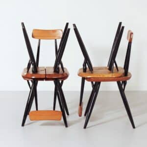 Pirkka Stoelen van Ilmari Tapiovaara voor Laukaan Puu, Finland, 1950s | Vroege Editie, Set van 4