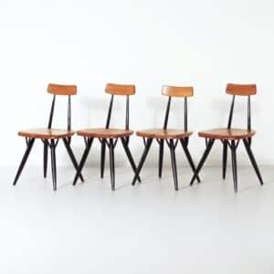 Pirkka Stoelen van Ilmari Tapiovaara voor Laukaan Puu, Finland, 1950s | Vroege Editie, Set van 4