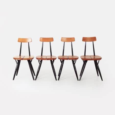 Pirkka Stoelen van Ilmari Tapiovaara voor Laukaan Puu, Finland, 1950s | Vroege Editie, Set van 4