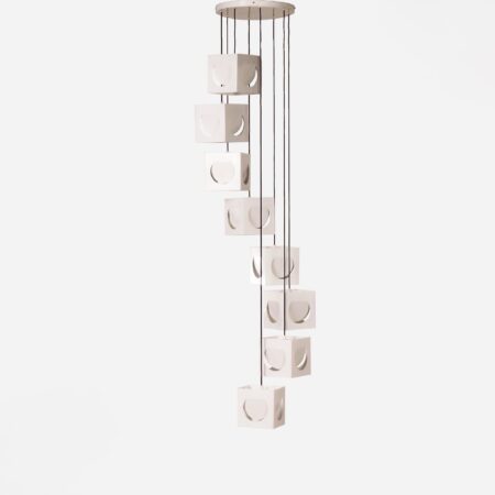 Scandinavische hanglamp van Shogo Suzuki voor Stockmann Orno, 1960s – Set van 8 minimalistische kubuslampen