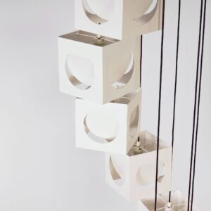 Scandinavische hanglamp van Shogo Suzuki voor Stockmann Orno, 1960s – Set van 8 minimalistische kubuslampen