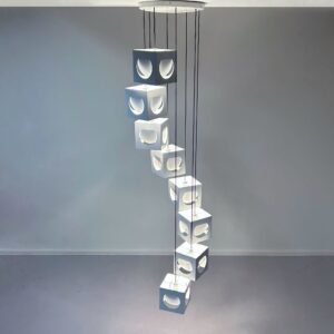 Scandinavische hanglamp van Shogo Suzuki voor Stockmann Orno, 1960s – Set van 8 minimalistische kubuslampen