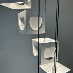 Scandinavische hanglamp van Shogo Suzuki voor Stockmann Orno, 1960s – Set van 8 minimalistische kubuslampen