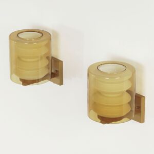 Set Wandlampen C-1646 van Tapio Wirkkala voor Raak, 1964 – Zeldzaam Model, Mondgeblazen Barnsteengeel Glas