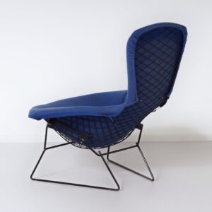 Bird Lounge Chair van Harry Bertoia voor Knoll, 1960s – Zwart Metalen Frame, Blauwe Kvadrat Bekleding