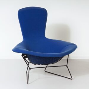 Bird Lounge Chair van Harry Bertoia voor Knoll, 1960s – Zwart Metalen Frame, Blauwe Kvadrat Bekleding