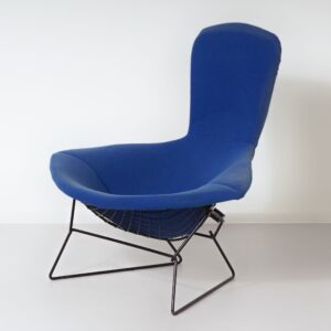 Bird Lounge Chair van Harry Bertoia voor Knoll, 1960s – Zwart Metalen Frame, Blauwe Kvadrat Bekleding