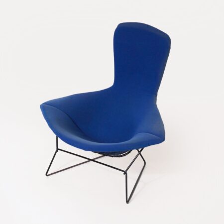 Bird Lounge Chair van Harry Bertoia voor Knoll, 1960s – Zwart Metalen Frame, Blauwe Kvadrat Bekleding