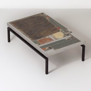 Brutalistische Salontafel van Paul Kingma, 1969 – Vroege Editie met Aluminium Rand, Mozaïekblad