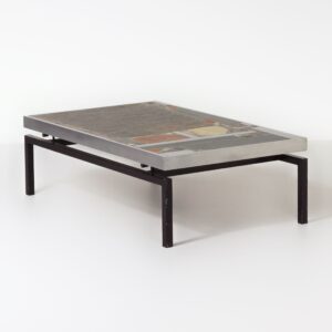 Brutalistische Salontafel van Paul Kingma, 1969 – Vroege Editie met Aluminium Rand, Mozaïekblad