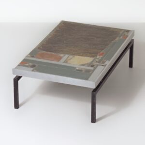 Brutalistische Salontafel van Paul Kingma, 1969 – Vroege Editie met Aluminium Rand, Mozaïekblad