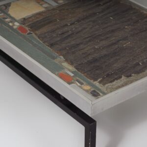 Brutalistische Salontafel van Paul Kingma, 1969 – Vroege Editie met Aluminium Rand, Mozaïekblad