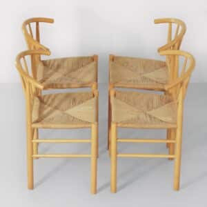 Deense Eetkamerstoelen J-151 van Erik Ole Jørgensen voor FDB Møbler, 1960s – Set van 4 in beuken & papercord