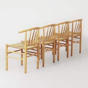 Deense Eetkamerstoelen J-151 van Erik Ole Jørgensen voor FDB Møbler, 1960s – Set van 4 in beuken & papercord