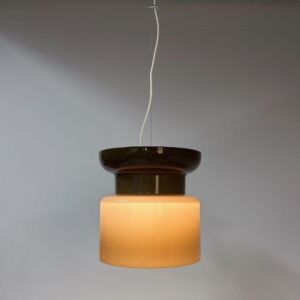 Grote Hanglamp “Home” van Filippo Mariucci voor Harvey Guzzini, 1970s – Ø33 cm, Bruin-Wit Plexiglas