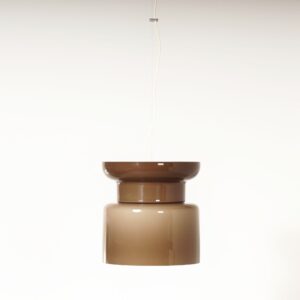 Grote Hanglamp “Home” van Filippo Mariucci voor Harvey Guzzini, 1970s – Ø33 cm, Bruin-Wit Plexiglas