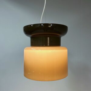 Grote Hanglamp “Home” van Filippo Mariucci voor Harvey Guzzini, 1970s – Ø33 cm, Bruin-Wit Plexiglas