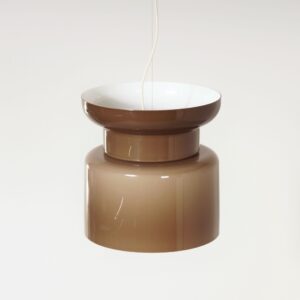 Grote Hanglamp “Home” van Filippo Mariucci voor Harvey Guzzini, 1970s – Ø33 cm, Bruin-Wit Plexiglas