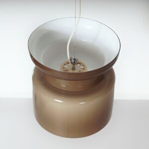 Grote Hanglamp “Home” van Filippo Mariucci voor Harvey Guzzini, 1970s – Ø33 cm, Bruin-Wit Plexiglas