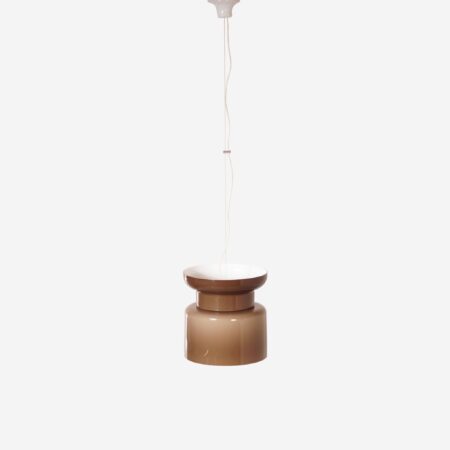 Grote Hanglamp “Home” van Filippo Mariucci voor Harvey Guzzini, 1970s – Ø33 cm, Bruin-Wit Plexiglas
