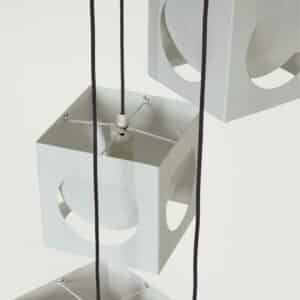 Scandinavische Hanglamp van Shogo Suzuki voor Orno Stockmann (1960s) – 6 Minimalistische Kubuslampen met Geometrisch Lichtspel