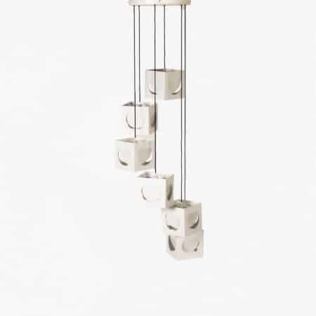 Scandinavische Hanglamp van Shogo Suzuki voor Orno Stockmann (1960s) – 6 Minimalistische Kubuslampen met Geometrisch Lichtspel