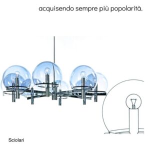 Kroonluchter &#8216;Club Series&#8217; van Gaetano Sciolari voor Sciolari Lighting, 1970s – Rookglas &#038; Chroom