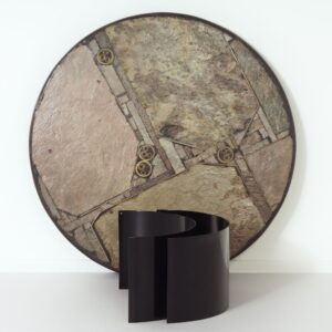 Brutalistische Salontafel van Marcus Kingma, 1994 – Handgemaakt, Natuursteen, Beton en Brons