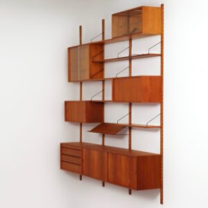 Royal wandsysteem in Teakhout van Poul Cadovius voor Cado, 1960s – Vitrinekasten, Boekenplanken en Opbergruimte