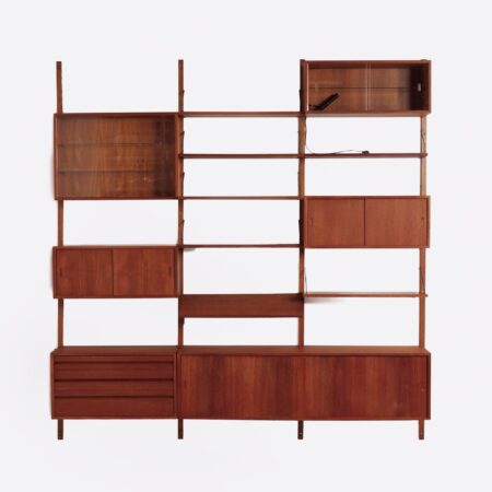 Royal wandsysteem in Teakhout van Poul Cadovius voor Cado, 1960s – Vitrinekasten, Boekenplanken en Opbergruimte