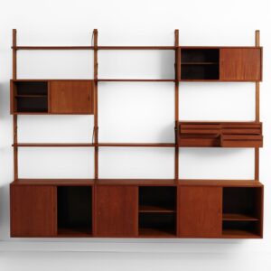 Royal wandsysteem van Poul Cadovius voor Cado, 1960s &#8211; Teak met vijf Kastjes en Boekenplanken
