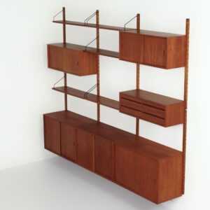 Royal wandsysteem van Poul Cadovius voor Cado, 1960s &#8211; Teak met vijf Kastjes en Boekenplanken