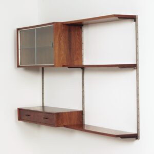 Vintage Design Wandsysteem van Tetex, 1960s – Palissanderhout, Modulair met Vitrinekast en Lade