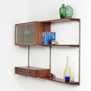 Vintage Design Wandsysteem van Tetex, 1960s – Palissanderhout, Modulair met Vitrinekast en Lade
