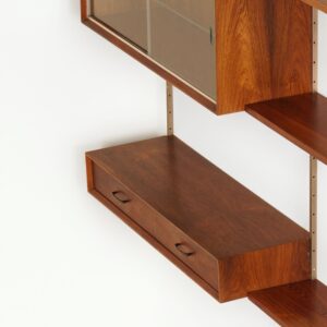 Vintage Design Wandsysteem van Tetex, 1960s – Palissanderhout, Modulair met Vitrinekast en Lade