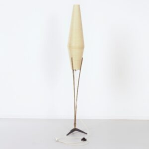 Messing Vloerlamp van Cosack Leuchten, 1950s – Coconvormige Glasvezel Kap