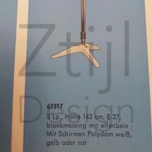 Messing Vloerlamp van Cosack Leuchten, 1950s – Coconvormige Glasvezel Kap